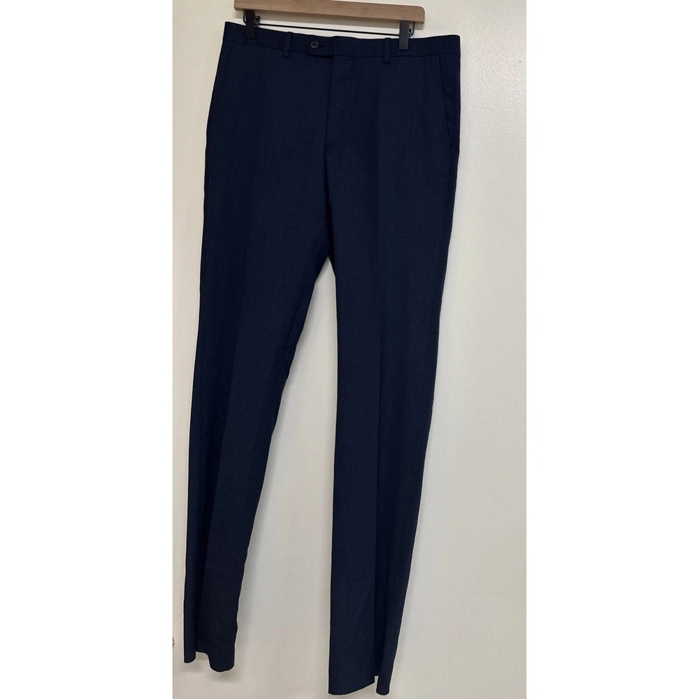 John Varvatos Men Size 33 Bedford-NN Wool Suit Pants Navy Unhemmed